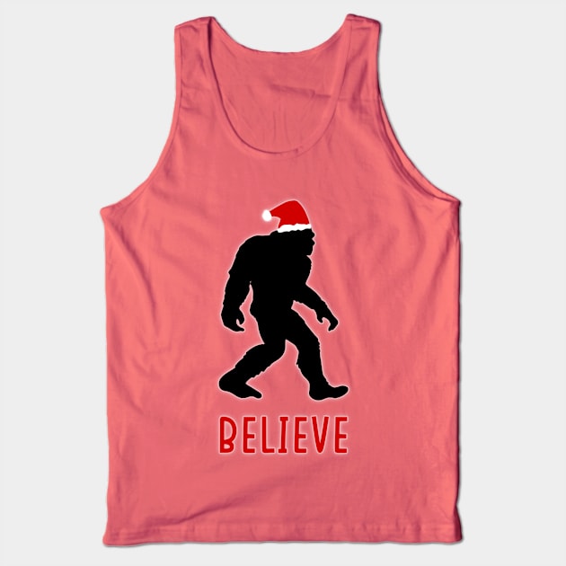 Big Foot Sasquatch Believe Christmas Funny Holiday Tank Top by charlescheshire